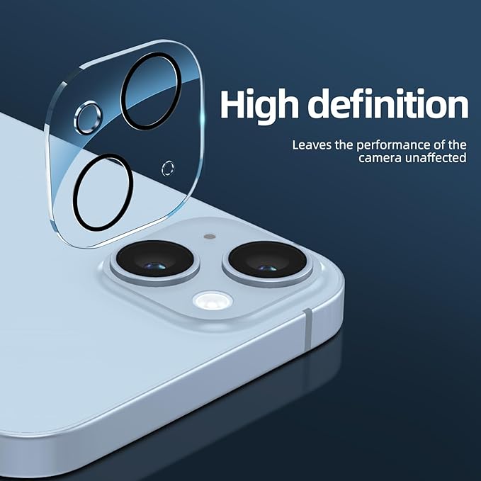 NEW'C 3x for iPhone 14 Plus Screen Protector (6.7 inches)+ 3x Camera Lens Protector, Sensor Protection + Dust Plug - Case Friendly Tempered Glass Film, Ultra Resistant