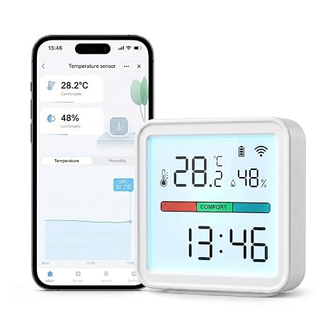 eMylo WiFi Thermometer Hygrometer Digital with App Alerts Data Export