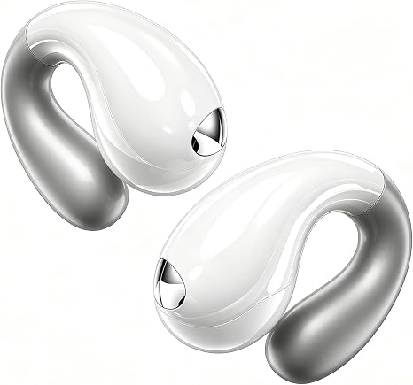 Ultra Open-Ear Earbuds – Comfort Bluetooth 6.1 Clip On Earbuds Over Ear Bone Conduction Earbuds with Secure Fit & AI-Powered Clear Calls,Open Ear Headphones for Work,Commute,Workout Running, Sports