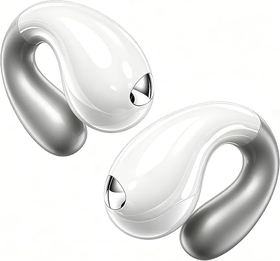 Ultra Open-Ear Earbuds – Comfort Bluetooth 6.1 Clip On Earbuds Over Ear Bone Conduction Earbuds with Secure Fit & AI-Powered Clear Calls,Open Ear Headphones for Work,Commute,Workout Running, Sports