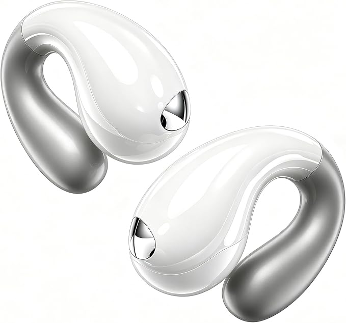Ultra Open-Ear Earbuds – Comfort Bluetooth 6.1 Clip On Earbuds Over Ear Bone Conduction Earbuds with Secure Fit & AI-Powered Clear Calls,Open Ear Headphones for Work,Commute,Workout Running, Sports