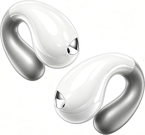 Ultra Open-Ear Earbuds – Comfort Bluetooth 6.1 Clip On Earbuds Over Ear Bone Conduction Earbuds with Secure Fit & AI-Powered Clear Calls,Open Ear Headphones for Work,Commute,Workout Running, Sports
