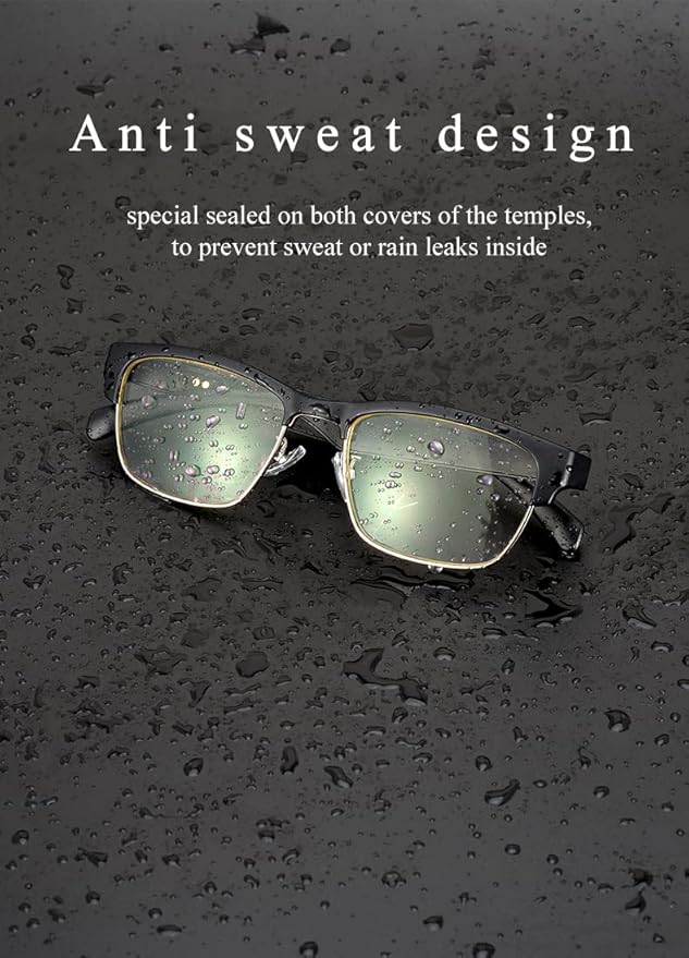 AI Bluetooth Glasses,New Wireless Bluetooth Smart Audio Glasses with Speakers,Men's/Women's Indoor and Outdoor Entertainment Smart Glasses,Including 2 Magnetic Charging Wires(Silver,Clear)