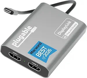 Plugable USB C to HDMI Adapter, Dual Monitor 4K 60Hz