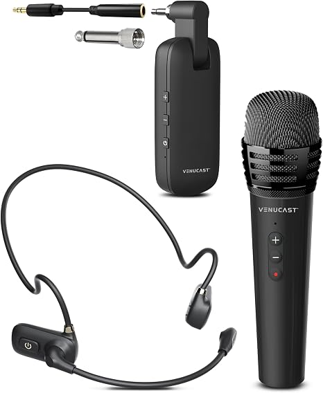 Venucast FreeMic Duo - Wireless Headset Microphone System with Dual Mics