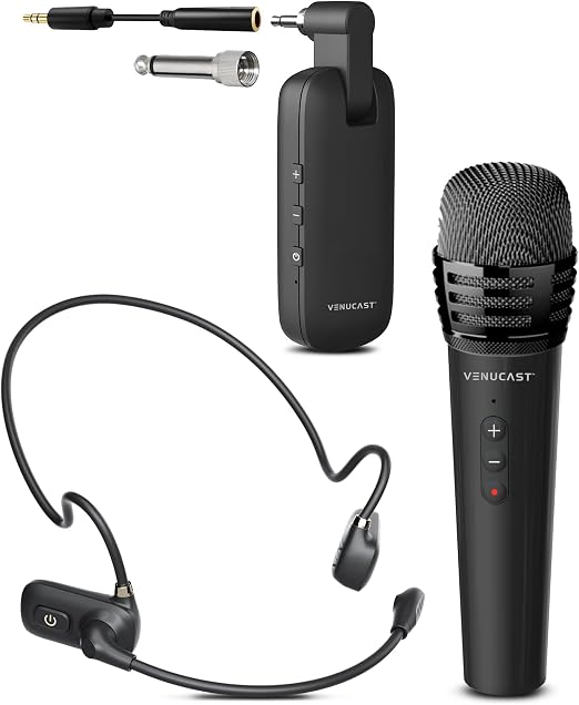 Venucast FreeMic Duo - Wireless Headset Microphone System with Dual Mics