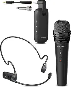 Venucast FreeMic Duo - Wireless Headset Microphone System with Dual Mics