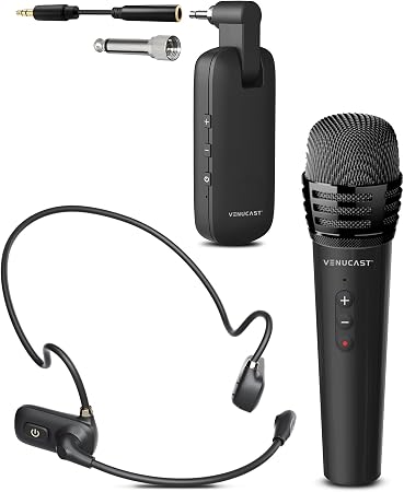 Venucast FreeMic Duo - Wireless Headset Microphone System with Dual Mics