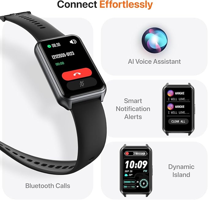 Smart Watch Fitness Tracker with Make Call 24/7 Heart Rate Blood Pressure Sleep Monitor, 100+ Sports Modes, Calorie Step Counter for Walking, IP68 Waterproof, Smart Watches for Men Women