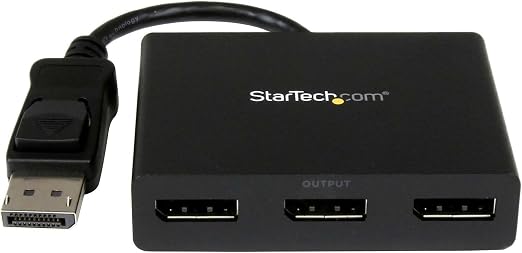 StarTech.com 3-Port DisplayPort 1.2 Splitter, DisplayPort to 3x DP Multi-Monitor Adapter, Dual 4K 30Hz and 1080p 60Hz Computer MST Hub, Windows Only (MSTDP123DP)