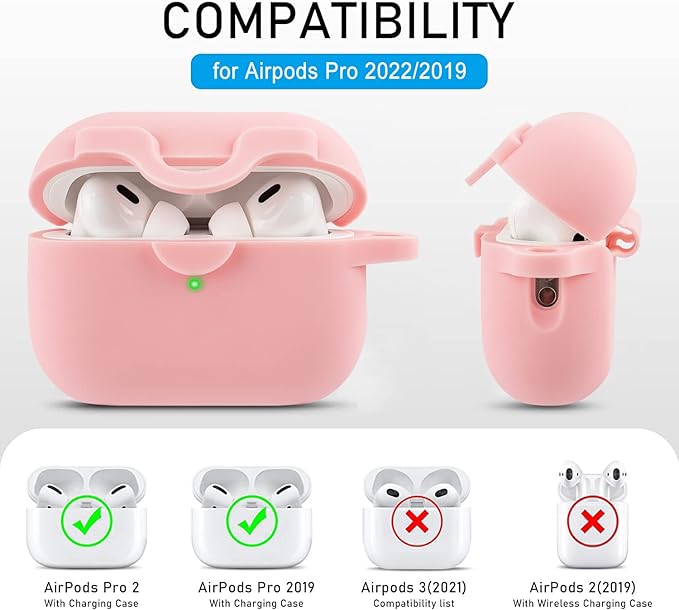 Case for Airpods Pro 2 Case with Cute Bling Keychain, Silicone Protective Case Cover for Airpods Pro 2nd Generation Case Earbuds Cases Women Girls (2022) Pink