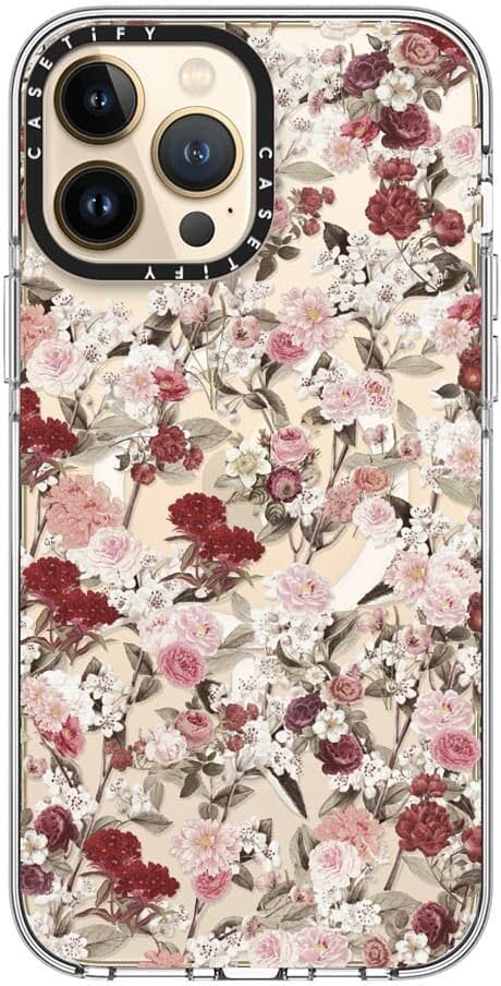 CASETiFY Clear iPhone 13 Pro Max Case [Not Yellowing / 6.6 ft. 3X Military Grade Drop Protection/Compatible with Magsafe] - Vintage Flower Monday - Clear