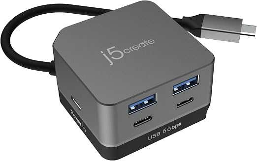 j5create USB-C Hub 4K@144Hz HDMI with 100W Fast Charge and Flexible Ports