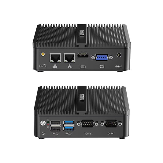WEIDIAN Fanless Mini PC, Industrial PC, Mini Computer J5005(up to 2.8GHz), 4K HD+VGA Dual Dispaly Output, 2Gigabit Ethernet, 4USB, 2RS232 COM, Win11, WiFi, BT(32GB RAM 512GB SSD 2TB HDD)