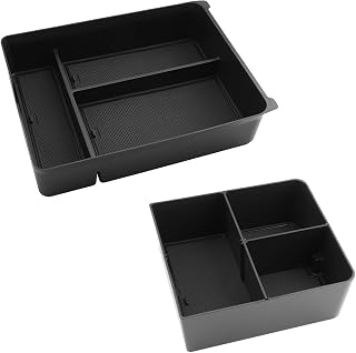 LUWU 2027 Passport Center Console Organizer Compatible with 2026 2027 Passport & 2023-2027 Pilot Accessories Glove Box Armrest Console Organizer Divider Storage Box Armrest Insert Tray 2-Pack (Black) - Image 1