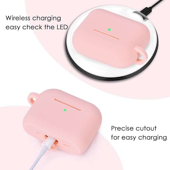 Filoto for AirPods Pro 3 Case (2025), Soft Silicone Protective Case Cover Compatible with Apple AirPods Pro 3rd Generation with Beaded Bracelet Keychain Accessories for Women Pink