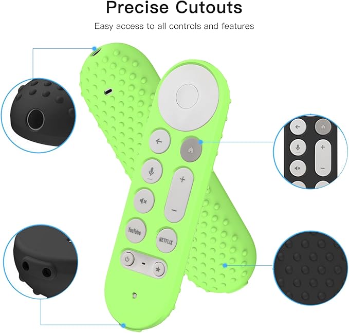 Silicone Glow Cover Case for Google TV Streamer 4K 2024 ，Protective Sleeve Set for Google TV Streamer 4K Host Box +Voice Remote,Anti-Slip Scratch Shock Protection (Glow Green)