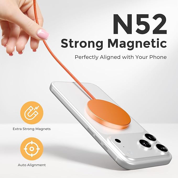 25W Magnetic Wireless Charging Pad: Qi2.2 Qi2 MagSafe Fast Charger for iPhone Air 17e 17 16 15 14 Pro Max, Samsung Galaxy S26 S25, Google Pixel 10 & AirPods, Gift Ideal for Desk Travel (Orange, 2Pack)