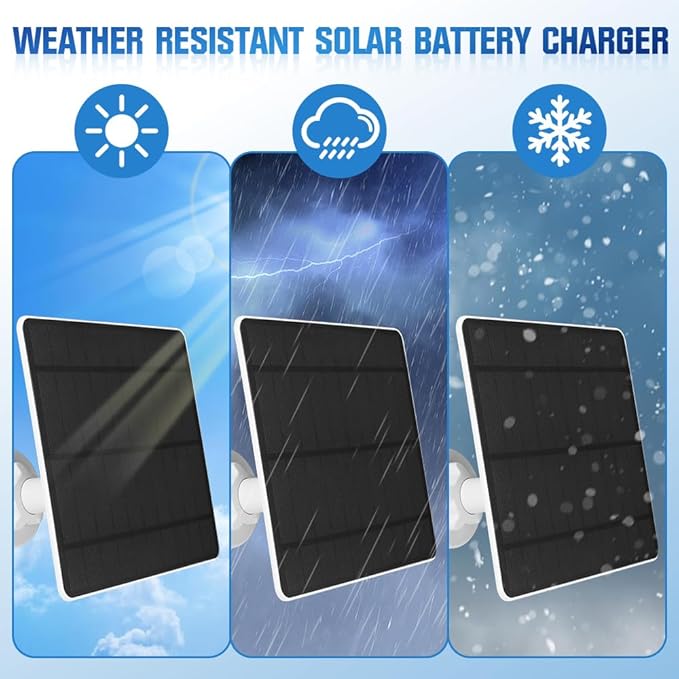 Solar Panel Charger Compatible with Arlo Pro 3/Pro 4/Pro 5S/Pro 3 Floodlight/Ultra/Ultra2, 5W 5V Solar Panel Continuous Power Supply, 9.8ft Cable, IP65 Waterproof, 360° Adjustable Bracket, 2 Pack
