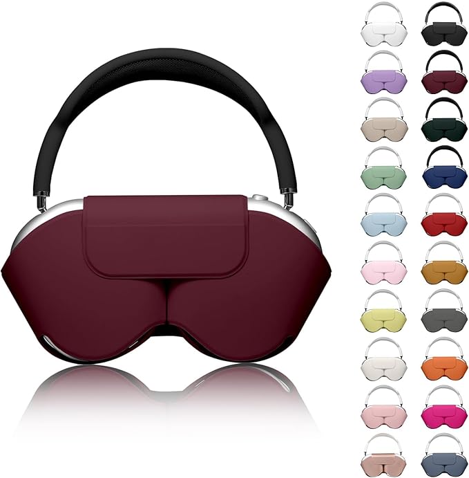 for Apple Airpods Max Case,Headphones Protective Case for AirPod Max Supports Sleep Mode, Anti-Scratch and Anti-Dust,Airpod Pro Max by PU Leather,Claret 2