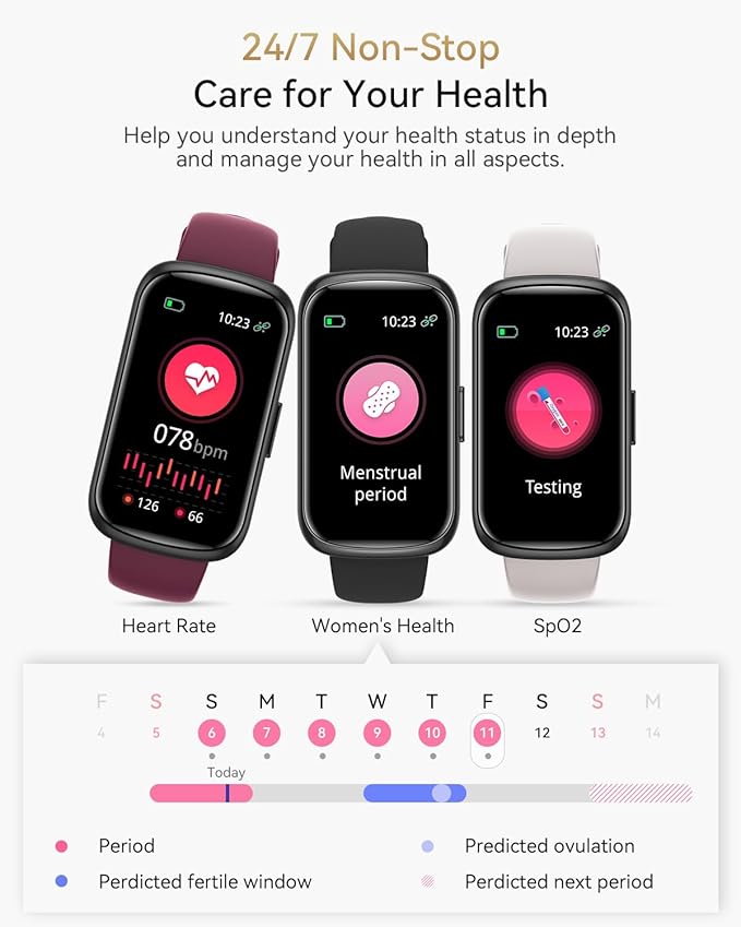 Fitness Tracker, Smart Watches for Women Men with Heart Rate/SpO2/Sleep Monitor, IP68 Waterproof Fitness Watches for Women Men, Step Tracker & Smart Watch for Android iPhone,Pedometer Watch, Gift