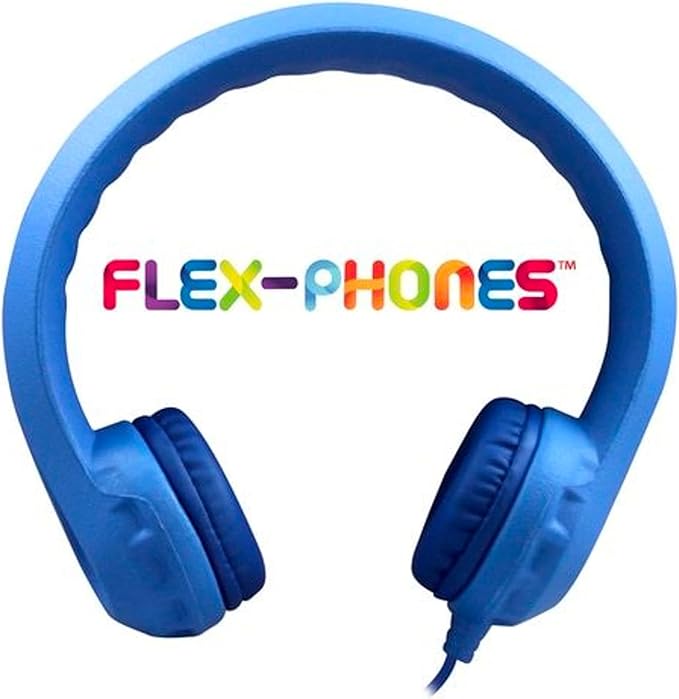 HamiltonBuhl Flex‑Phones Kids Foam Headphones 10‑Pack – Durable EVA Foam, Volume‑Limited 85 dB, Chew‑Resistant Dura‑Cord, Safe BPA‑Free Design for Classroom Use – Blue