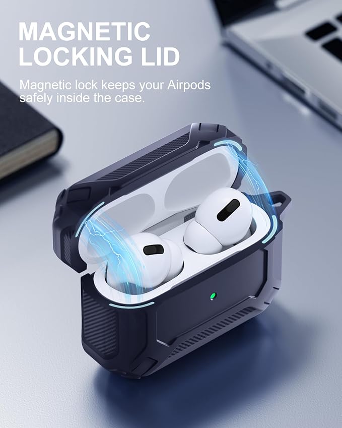 Lerobo for AirPods Pro 2 Case with Cleaner Kit,Compatible with Apple AirPods Pro 2nd/1st Generation Case, Hard Protective Cover with Powerful Drop Protection, Magnetic Lid,Navy Blue