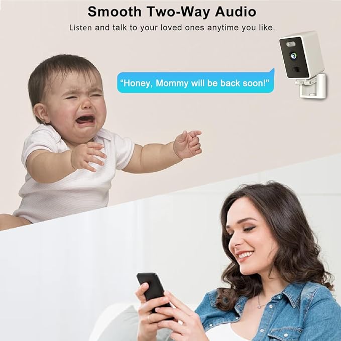 EVERSECU 2K Mini Indoor Wired Security Camera for Home, Night Vision, Pet Camera with Phone App, Motion Detection, 2-Way Audio, 2.4ghz WiFi Baby Monitor, Compatible with Alexa, Supports RTSP&ONVIF