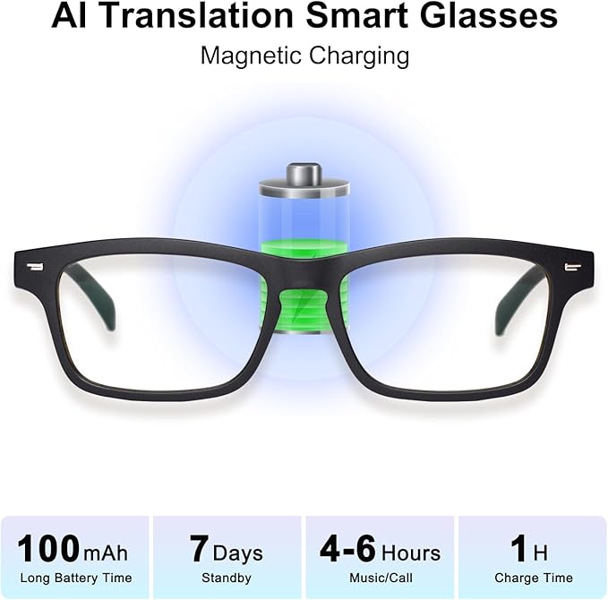 AI Glasses for Men Women, AI Translator Powered by ChatGPT with Real-Time Translation(160+Languages), UV400 Photochromic Lenses Smart Sunglasses, Bluetooth Glasses for Travel/Business/Study