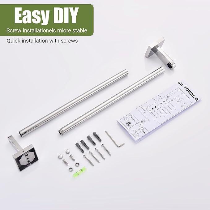 Miyili 24-Inch Towel Bar, Classic Polished SUS 304 Stainless Steel Wall Mounted Bathroom Towel Holder, Total Length 26.38-Inch