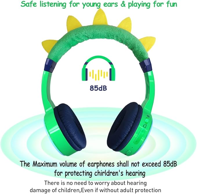 Kids Bluetooth Headphones, with 85dB Volume Limited Adjustable Headphone, Wireless Bluetooth Headphones, Aux 3.5mm Cable Included for Boys Girls Study, School, Kids Headset for ipad/Tablet