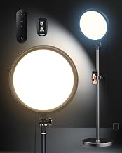 Aureday 12” Ring Light with Stand and Phone Holder, 79” Tall LED Circle Light with Weighted Base & Remote, Dimmable Floor Lamp for Video Recording, Barber, Live Stream, Makeup, Photography - Image 1