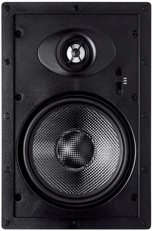 Monoprice 2-Way Carbon Fiber In-Wall Speakers - 6.5in (Pair) With Paintable Magnetic Grille - Alpha Series,Black