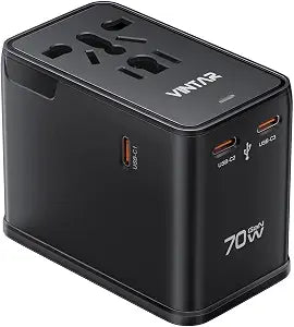 VINTAR 70W GaN Universal Travel Adapter, 5-in-1 International Power Adapter