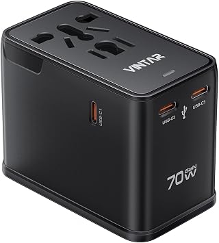 VINTAR 70W GaN Universal Travel Adapter, 5-in-1 International Power Adapter