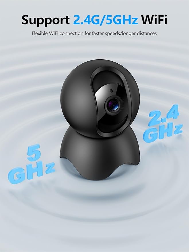 2K Indoor Security Camera, 2.4GHz & 5GHz WiFi Pet Camera Indoor with Phone App, 360° Pan-Tilt Cameras for Home Security, 2-Way Audio, Cloud/SD Card Storage, Motion Detection, 2 Pack