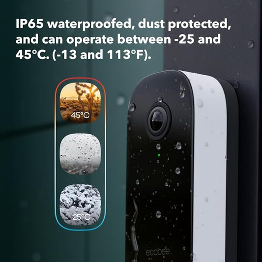 ecobee Smart Video Doorbell Camera (Wired) - with Industry Leading HD Camera, Smart Security, Night Vision, Person and Package Sensors, 2-Way Talk, and Video & Snapshot Recording