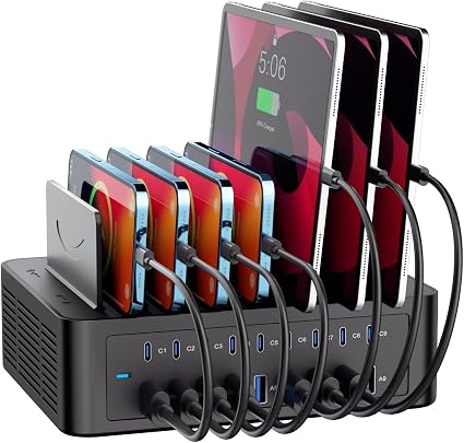 200W/40A Charging Station for Multiple Devices, 18 Port USB C Fast Charger