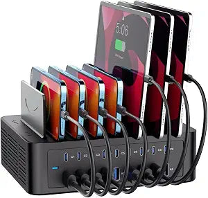200W/40A Charging Station for Multiple Devices, 18 Port USB C Fast Charger