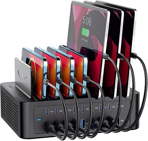 200W/40A Charging Station for Multiple Devices, 18 Port USB C Fast Charger