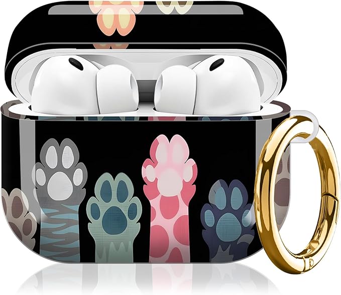 Compatible with AirPod Pro 3 (2025),Cute Case Cover for Women & Men, Full Protection Shockproof Hard Case with Keychain, Wireless Charging Case Accessories(Cute Cat Paw)