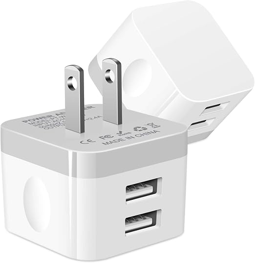 Dual USB Wall Charger, 2.4A Double USB Wall Plug iPhone Fast Charger Block