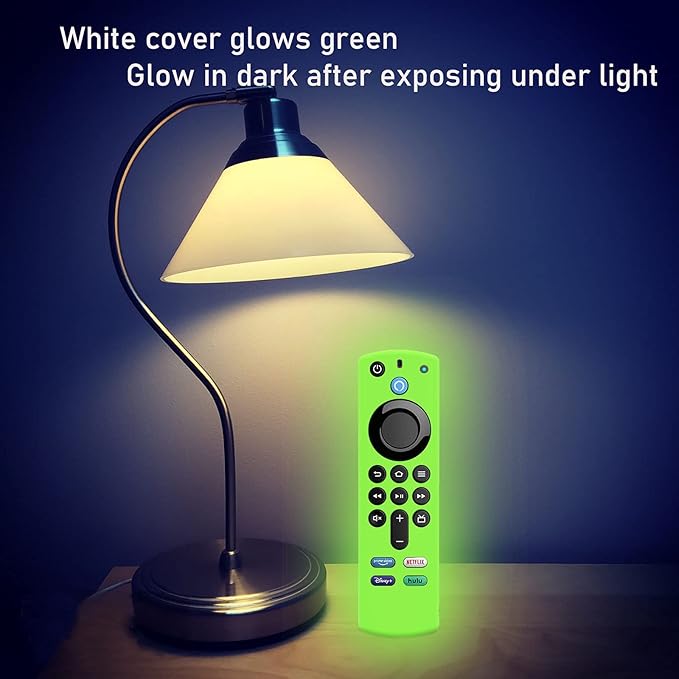 White Voice Remote Cover Case Replacement for TV Stick (3rd Gen) / 4K Max 2021 Release Voice Remote, Silicone Protective Case Sleeves with Lanyard Glow in Dark - LEFXMOPHY