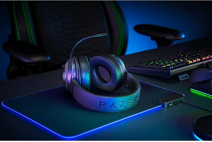 Razer Kraken V3 X Gaming Headset: 7.1 Surround Sound - Triforce 40mm Drivers - HyperClear Bendable Cardioid Mic - Chroma RGB Lighting - for PC - Classic Black