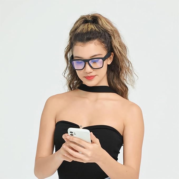 OhO sunshine Bluetooth Glasses: Voice Control and Open Ear Style Smart Glasses to Listen Music & Calls, UV400 Protection Lens