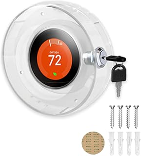 Round Thermostat Lock Case with Key, Upgraded,Thermostat Cover Universal, Thermostat Lock Case Clear, Wall Thermostat Guard, Fits Round Nest Thermostat(3.5x3.5x1.9 in) or Smaller