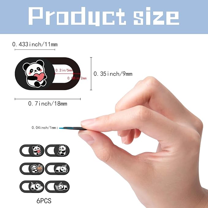 Panda Camera Cover Webcam Cover Slide Cute Animal Design Privacy Guard Webcam Protector for Laptop Notebook Tablet Phone Mini PC Accessories for Home Office Travel Work Secure Durabler