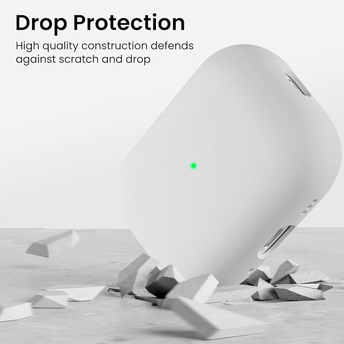 ORNARTO Compatible with AirPods Pro 3 Case 2025, Full Protective Hybrid Silicone for AirPods Pro 3rd Generation Case, Front LED Visible Skin Cover-White