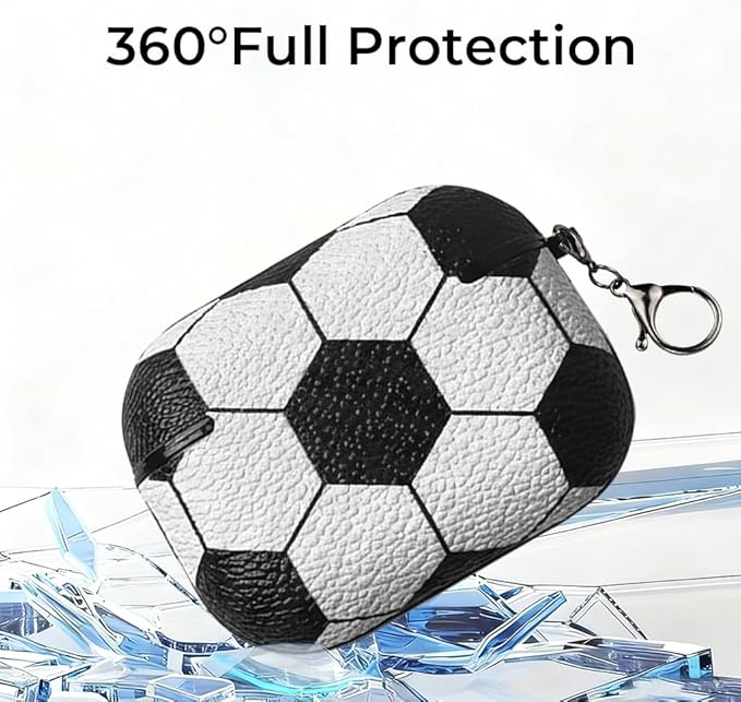for Leather AirPods Pro 3 Case 2025 (A2700/A2931) - Sport Ball Shape, with Lock, Skin Accessory - Charging Case Cover for Men Women, Soccer