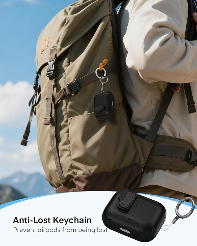 Maxjoy for AirPods Pro 3 Protective Case with Cleaning Kit, Military Hard Case with Lock Shock-Absorbing, Black